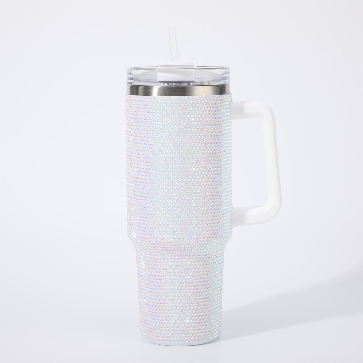 40 Oz Rhinestone Tumbler with Handle and Flip Straw | Insulated Stainless Steel Double Layer Bling Tumbler | Leak Proof Glitter Tumbler for Women | Reusable 1200ml Travel Bling Cups