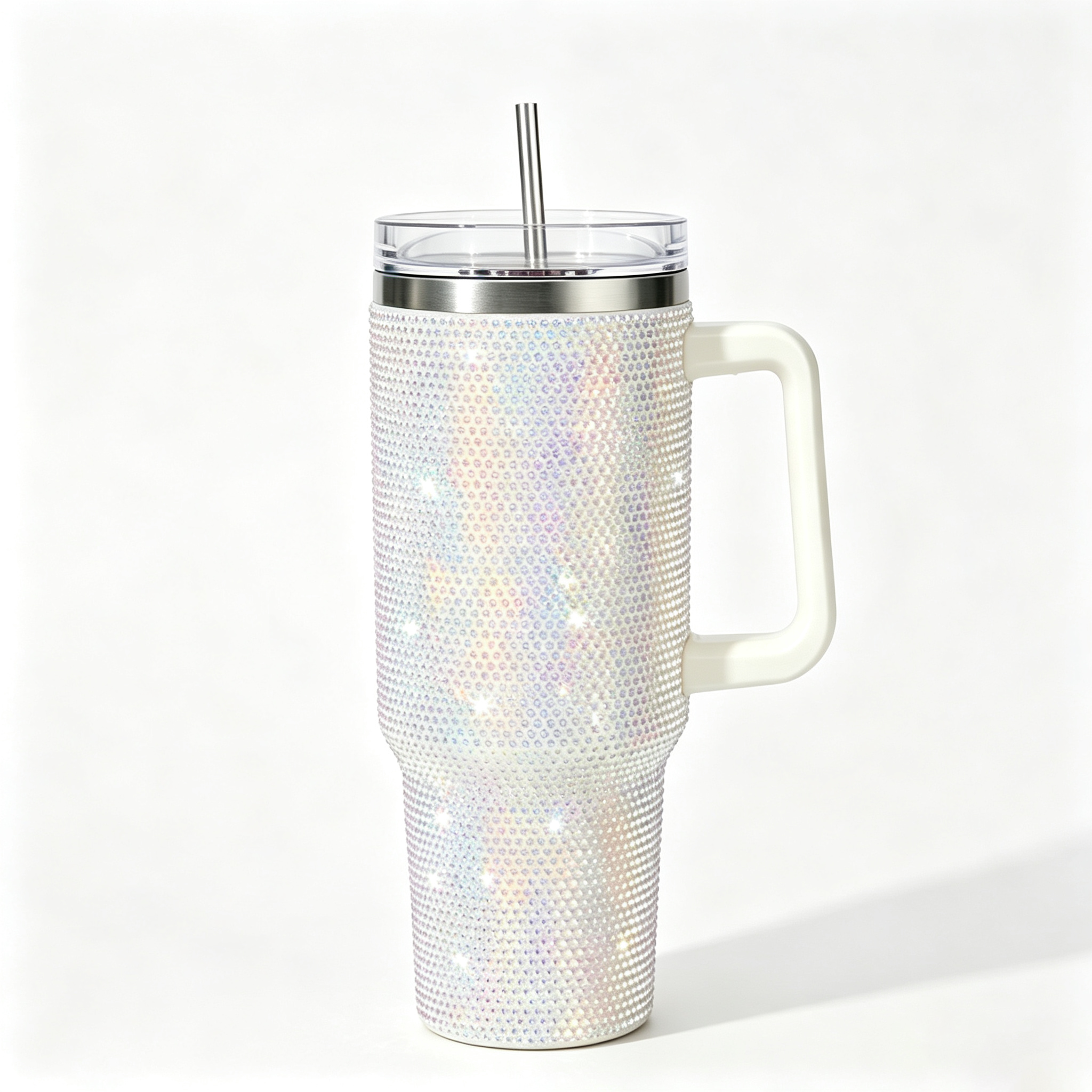 40 Oz Rhinestone Tumbler with Handle and Flip Straw | Insulated Stainless Steel Double Layer Bling Tumbler | Leak Proof Glitter Tumbler for Women | Reusable 1200ml Travel Bling Cups
