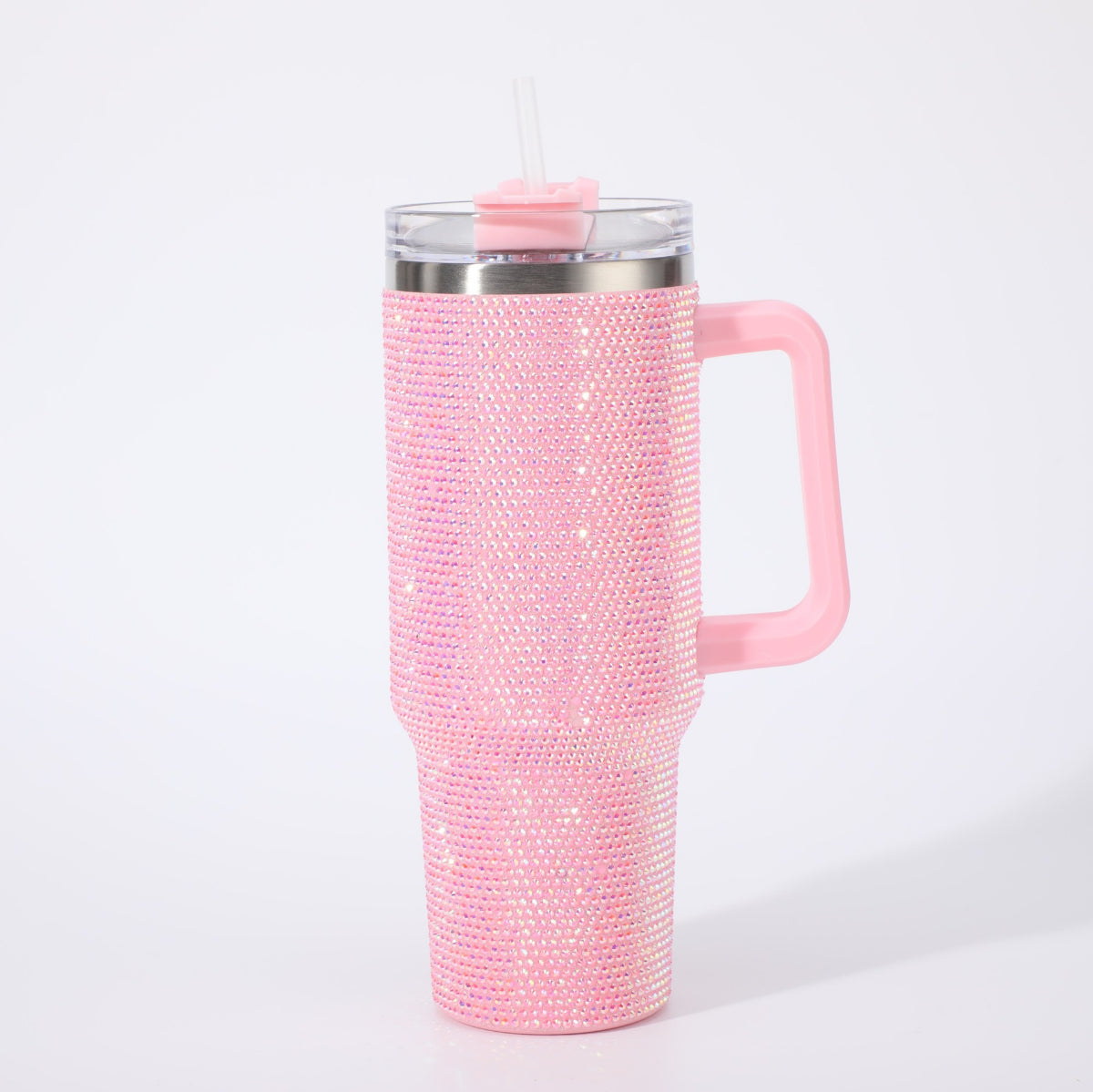 40 Oz Rhinestone Tumbler with Handle and Flip Straw | Insulated Stainless Steel Double Layer Bling Tumbler | Leak Proof Glitter Tumbler for Women | Reusable 1200ml Travel Bling Cups