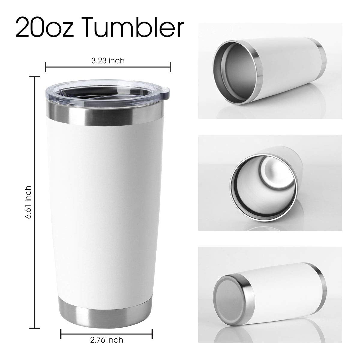 20oz Tumblers Stainless Steel Mugs with Lid Double Wall Vacuum Insulated Coffee Cups for Cold & Hot Drinks 25/50Pack
