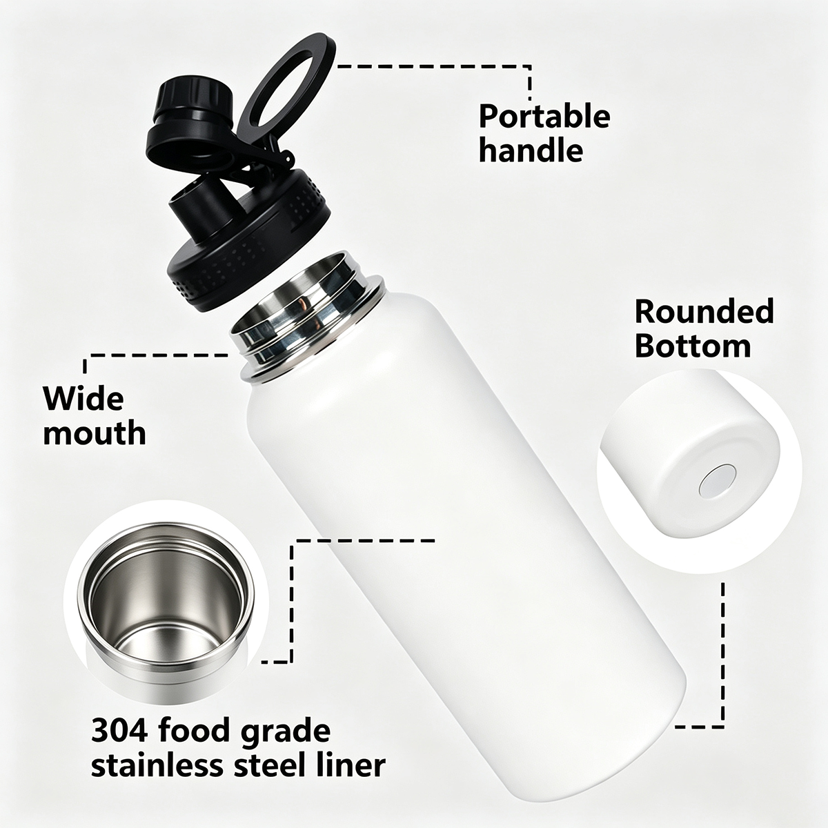 32oz Vacuum Insulated Stainless Steel Water Bottle, In Stock Sports Water Flask with Portable Spout Lid