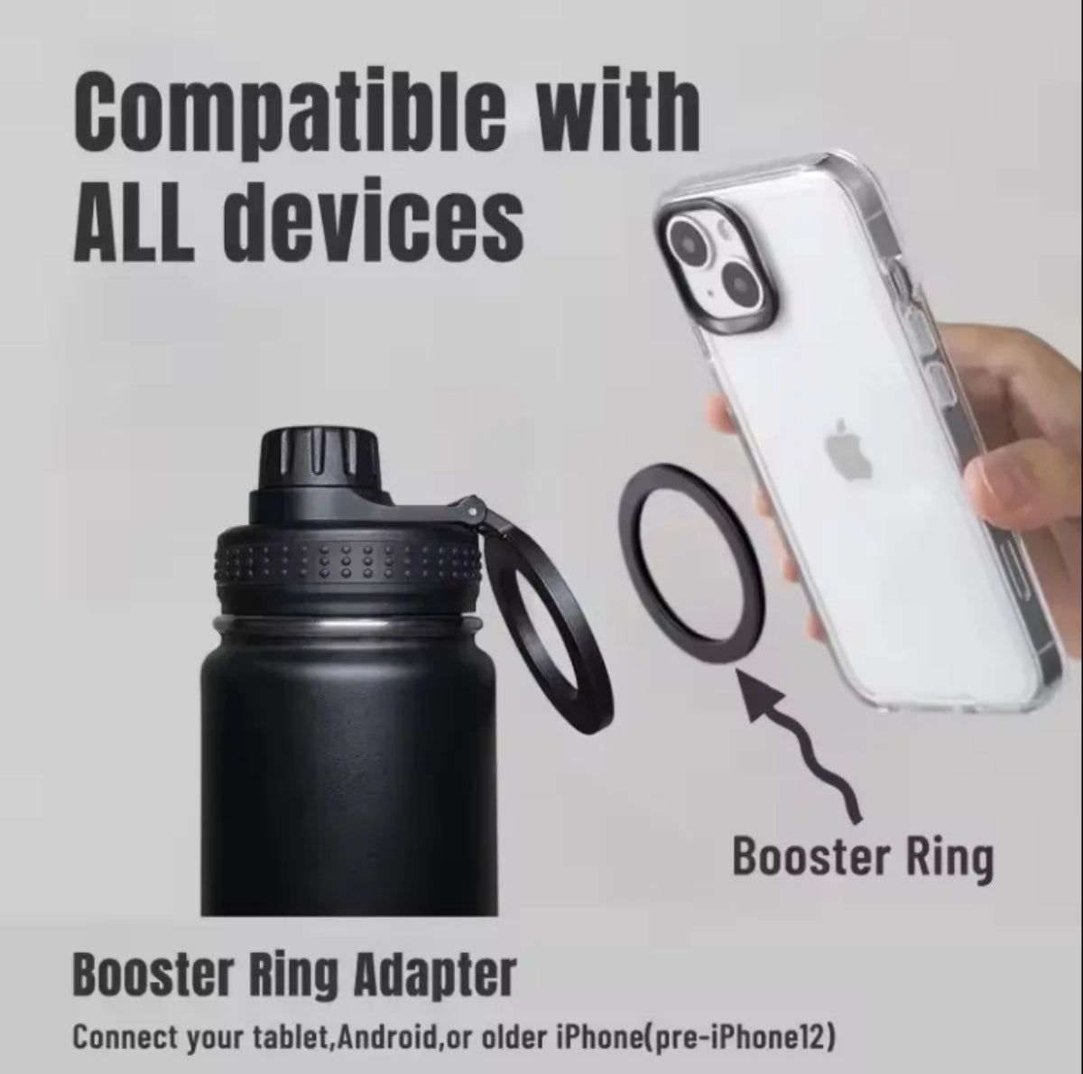 32/40oz Insulated Magnetic Water Bottle - Stainless Steel Vacuum Flask with MagSafe Compatible Phone Holder Keeps Drinks Cold for 24 Hours Water Jug for Gym and Outdoor Activities