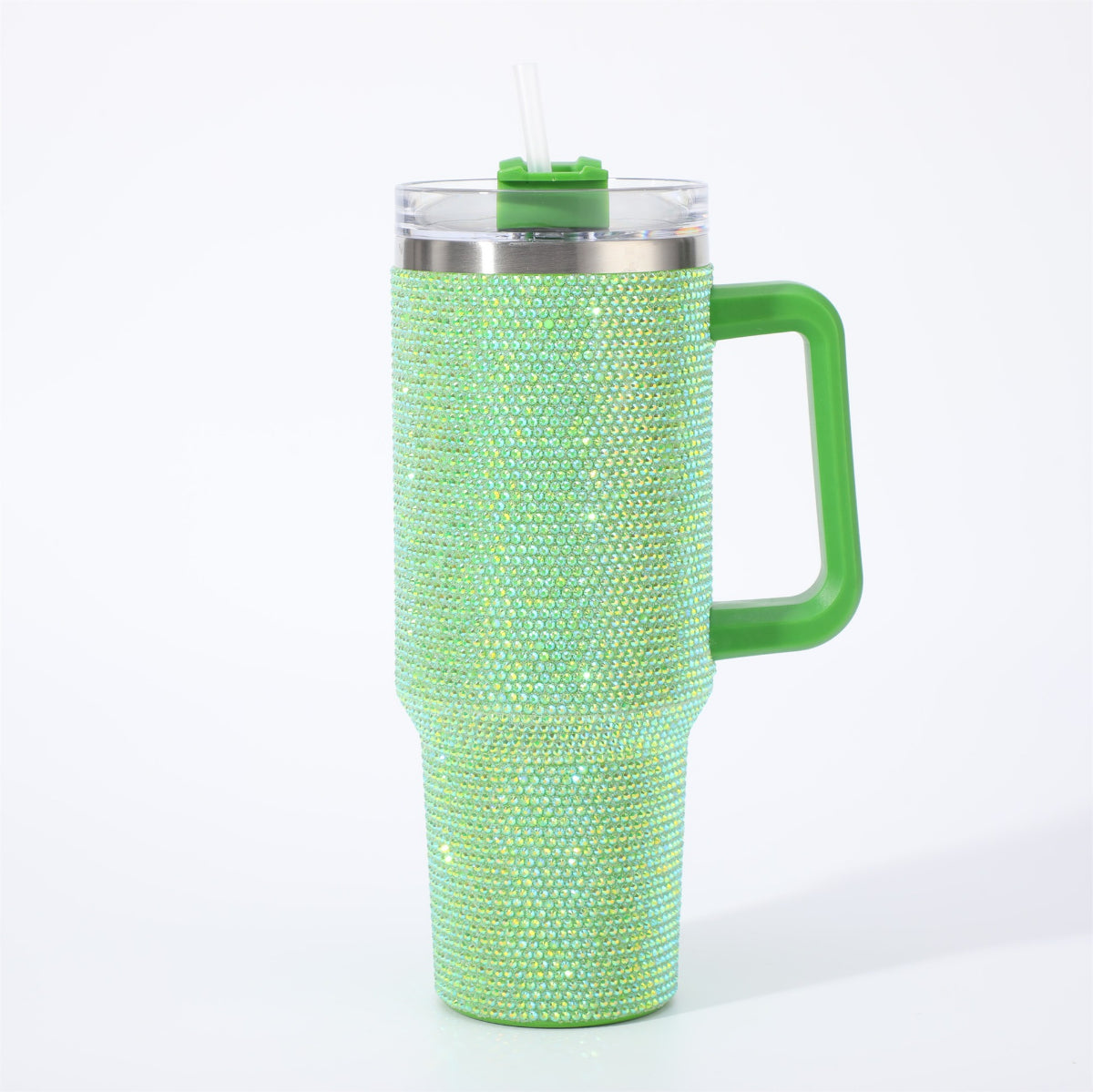 40 Oz Rhinestone Tumbler with Handle and Flip Straw | Insulated Stainless Steel Double Layer Bling Tumbler | Leak Proof Glitter Tumbler for Women | Reusable 1200ml Travel Bling Cups
