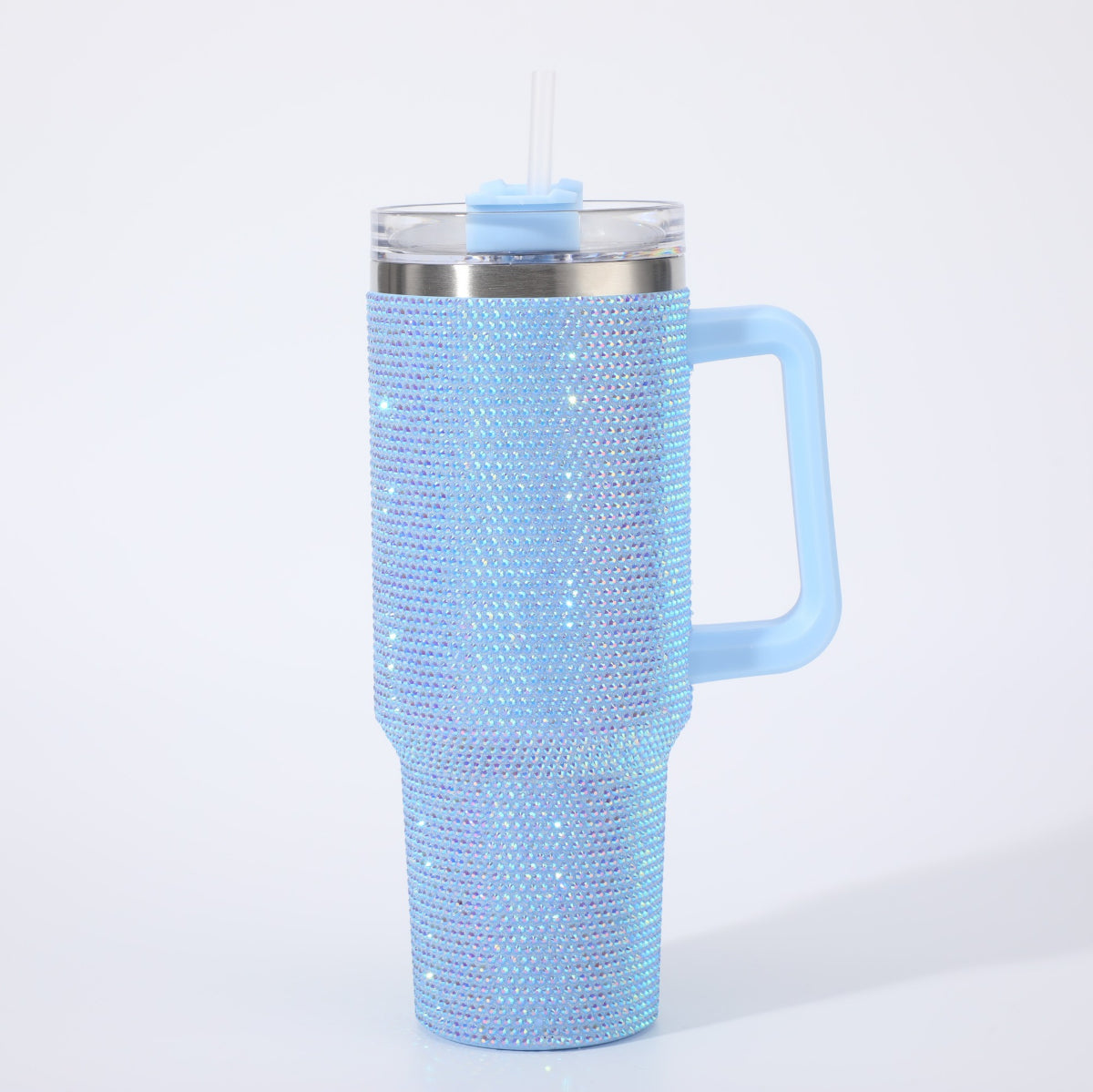 40 Oz Rhinestone Tumbler with Handle and Flip Straw | Insulated Stainless Steel Double Layer Bling Tumbler | Leak Proof Glitter Tumbler for Women | Reusable 1200ml Travel Bling Cups