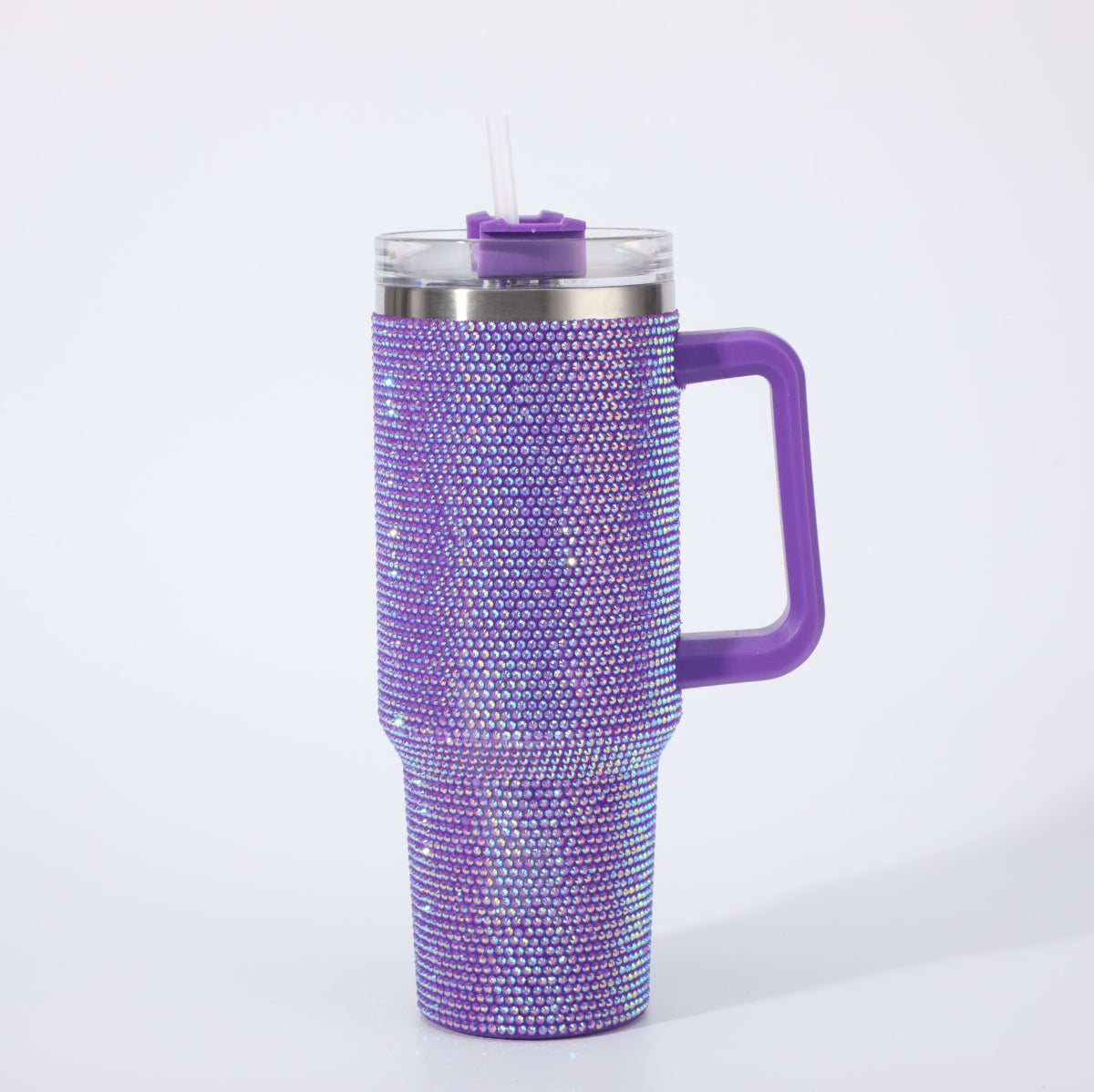 40 Oz Rhinestone Tumbler with Handle and Flip Straw | Insulated Stainless Steel Double Layer Bling Tumbler | Leak Proof Glitter Tumbler for Women | Reusable 1200ml Travel Bling Cups
